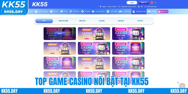 Top game casino nổi bật tại KK55